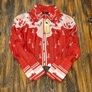 NEW Fashion Express Western Horse Cactus Print Button Up Shirt T1284 Womens S